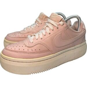 Nike Court Vision Alta Womens Pink Tumbled Leather Platform Sneaker DM0113-600 9